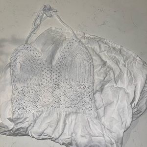 By the sea white crochet dress large beach cover up knit
